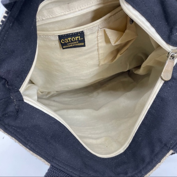 Catori Boho Woven Black and Cream Tote Bag - Picture 3 of 4